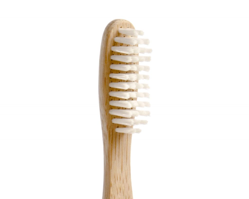 bamboo toothbrush bristles close up